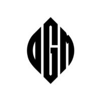 design del logo della lettera del cerchio ogm con forma circolare ed ellittica. lettere di ellisse ogm con stile tipografico. le tre iniziali formano un logo circolare. ogm cerchio emblema astratto monogramma lettera marchio vettore. vettore