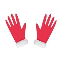 guanti rossi con pelliccia in uno stile piatto. accessorio per la mano invernale isolato su sfondo bianco. elementi di abbigliamento per il design sul tema dell'inverno, capodanno e natale vettore