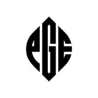 design del logo della lettera del cerchio pge con forma circolare ed ellittica. pge lettere ellittiche con stile tipografico. le tre iniziali formano un logo circolare. pge cerchio emblema astratto monogramma lettera marchio vettore. vettore