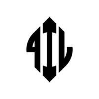 design del logo della lettera del cerchio qil con forma circolare ed ellittica. qil lettere ellittiche con stile tipografico. le tre iniziali formano un logo circolare. qil cerchio emblema astratto monogramma lettera marchio vettore. vettore