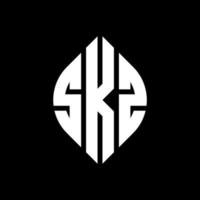 skz cerchio lettera logo design con cerchio ed ellisse. skz lettere ellittiche con stile tipografico. le tre iniziali formano un logo circolare. skz cerchio emblema astratto monogramma lettera marchio vettore. vettore