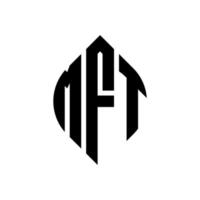 mft circle letter logo design con forma circolare ed ellittica. lettere ellittiche mft con stile tipografico. le tre iniziali formano un logo circolare. mft cerchio emblema astratto monogramma lettera marchio vettore. vettore