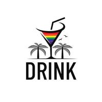 design del logo del cocktail party. disegno vettoriale della spiaggia, modello di progettazione della bevanda