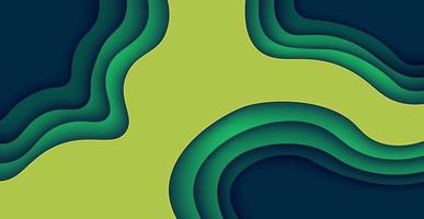 multi strati colore verde scuro texture 3d papercut strati in banner vettoriale sfumato. disegno astratto del fondo di arte del taglio della carta per il modello del Web site. concetto di mappa topografica o taglio di carta origami liscio