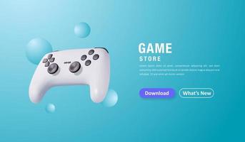 stick di gioco 3d realistico, concetto di pagina di destinazione del negozio di giochi online. illustrazione vettoriale
