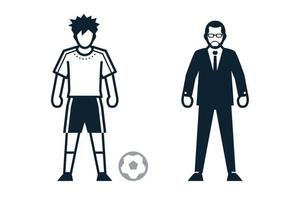 giocatore di calcio, persone e icone di abbigliamento con sfondo bianco vettore