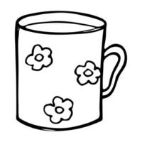 illustrazione carina di una tazza di tè o caffè. clipart tazza semplice. scarabocchio casa accogliente vettore