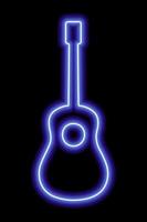 semplice silhouette di chitarra al neon blu su sfondo nero vettore