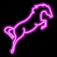 un cavallo impennato. illustrazione vettoriale al neon di contorno semplice. sagoma rosa