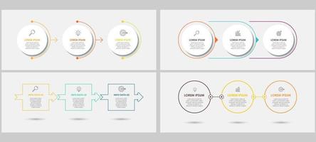 pacchetto di infografiche aziendali con 3 opzioni o passaggi vettore