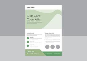 modello di progettazione di volantini per cosmetici naturali, design di volantini botanici, modello di design di volantini per la promozione di prodotti di bellezza naturali. modello a4, design brochure, copertina, volantino, poster, pronto per la stampa vettore