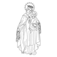 Nostra Signora del Monte Carmelo illustrazione vettoriale contorno monocromatico