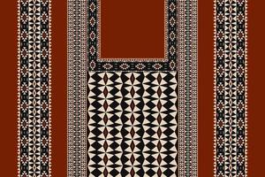 disegno geometrico del ricamo del collo in stile etnico dell'Africa occidentale con bordo. elegante moda di arte tribale per camicie. vettore