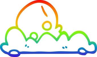 arcobaleno gradiente disegno teschio cartone animato in sporcizia vettore