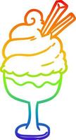 dessert gelato con disegno a tratteggio sfumato arcobaleno vettore