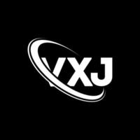 logo vxj. lettera vxj. design del logo della lettera vxj. iniziali vxj logo collegate con cerchio e logo monogramma maiuscolo. tipografia vxj per il marchio tecnologico, commerciale e immobiliare. vettore