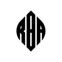 design del logo della lettera del cerchio rba con forma circolare ed ellittica. lettere di ellisse rba con stile tipografico. le tre iniziali formano un logo circolare. rba cerchio emblema astratto monogramma lettera marchio vettore. vettore