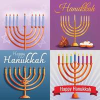 set di banner hanukkah, stile cartone animato vettore