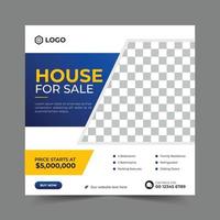moderna casa immobiliare in vendita banner post sui social media o design del modello di volantino quadrato e intestazione banner web
