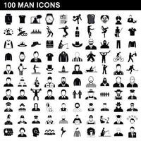 100 icone uomo impostate, stile semplice vettore