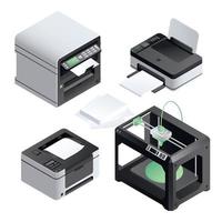 set di icone della stampante, stile isometrico vettore
