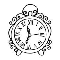 orologio da tavolo vintage vettoriale isolato su sfondo bianco. scarabocchio disegnando a mano