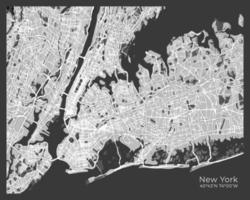 mappa di new york - design monocromatico astratto per poster interni, carta da parati, arte della parete o altri prodotti di stampa. illustrazione vettoriale. vettore