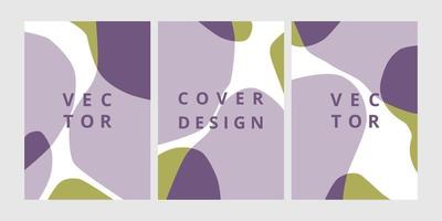 set di modello di design moderno con forme organiche astratte nei colori viola. sfondo minimal ed elegante per brochure, volantini, banner, poster e design di branding. illustrazione vettoriale