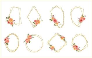 collezione di cornici floreali per matrimoni geometrici vettore