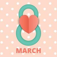 8 marzo Giornata internazionale della donna in stile taglio carta. illustrazione vettoriale
