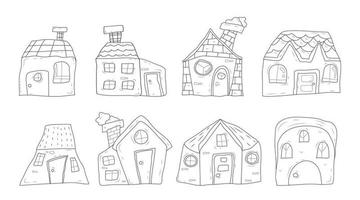 contorno di raccolta di design per la casa dei cartoni animati, illustrazione per la casa disegnata a mano. vettore