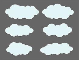 set di nuvole bianche con forme diverse, vettore libero