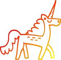 caldo gradiente disegno cartone animato mistico unicorno vettore