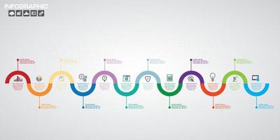 modello di progettazione infografica timeline con 10 opzioni, diagramma di processo, illustrazione vettoriale eps12