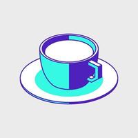 illustrazione dell'icona vettoriale isometrica della tazza di caffè o tè