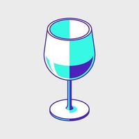 illustrazione isometrica dell'icona di vettore della tazza di vetro di vino