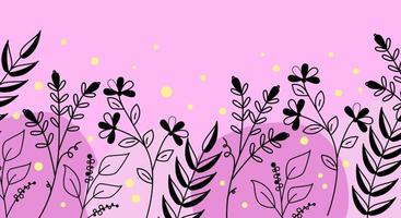 banner rosa linea witn fiori botanici vettore