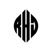 rhj cerchio lettera logo design con cerchio ed ellisse. lettere ellittiche rhj con stile tipografico. le tre iniziali formano un logo circolare. rhj cerchio emblema astratto monogramma lettera marchio vettore. vettore