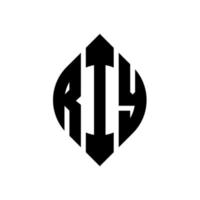 design del logo della lettera del cerchio riy con forma circolare ed ellittica. riy lettere ellittiche con stile tipografico. le tre iniziali formano un logo circolare. riy cerchio emblema astratto monogramma lettera marchio vettore. vettore