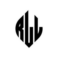 rll cerchio lettera logo design con cerchio ed ellisse. rll lettere ellittiche con stile tipografico. le tre iniziali formano un logo circolare. rll cerchio emblema astratto monogramma lettera marchio vettore. vettore