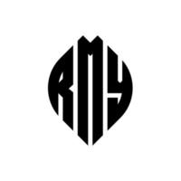 rmy circle letter logo design con forma circolare ed ellittica. rmy lettere ellittiche con stile tipografico. le tre iniziali formano un logo circolare. rmy cerchio emblema astratto monogramma lettera marchio vettore. vettore