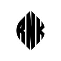 rnk cerchio lettera logo design con cerchio ed ellisse. rnk lettere ellittiche con stile tipografico. le tre iniziali formano un logo circolare. rnk cerchio emblema astratto monogramma lettera marchio vettore. vettore