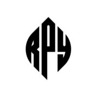 rpy cerchio lettera logo design con forma circolare ed ellittica. rpy lettere ellittiche con stile tipografico. le tre iniziali formano un logo circolare. rpy cerchio emblema astratto monogramma lettera marchio vettore. vettore