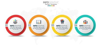 modello di infografica con diagramma di processo del flusso di lavoro a 4 elementi. vettore