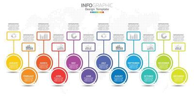 elementi della sequenza temporale infografica per contenuto, diagramma, diagramma di flusso, passaggi, parti, sequenza temporale, flusso di lavoro, grafico. vettore