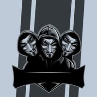 logo per un hacker, logo anonimo esport anonimo, per comunità, squadra esport team e team vettore