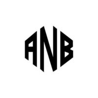 design del logo della lettera anb con forma poligonale. design del logo a forma di poligono e cubo anb. anb modello di logo vettoriale esagonale colori bianco e nero. monogramma anb, logo aziendale e immobiliare.