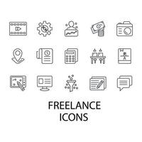 set di icone freelance. elementi vettoriali di simbolo del pacchetto freelance per il web infografico