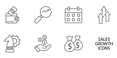set di icone di crescita delle vendite. elementi di vettore di simbolo del pacchetto di crescita delle vendite per il web infografico