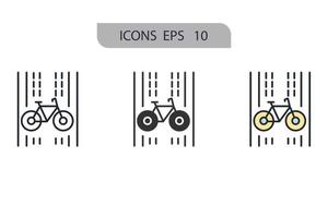 icone della pista ciclabile simbolo elementi vettoriali per il web infografico